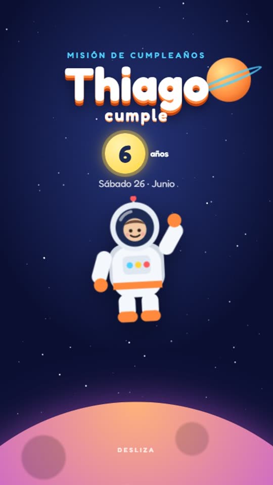 Invitación infantil Galaxia con astronauta